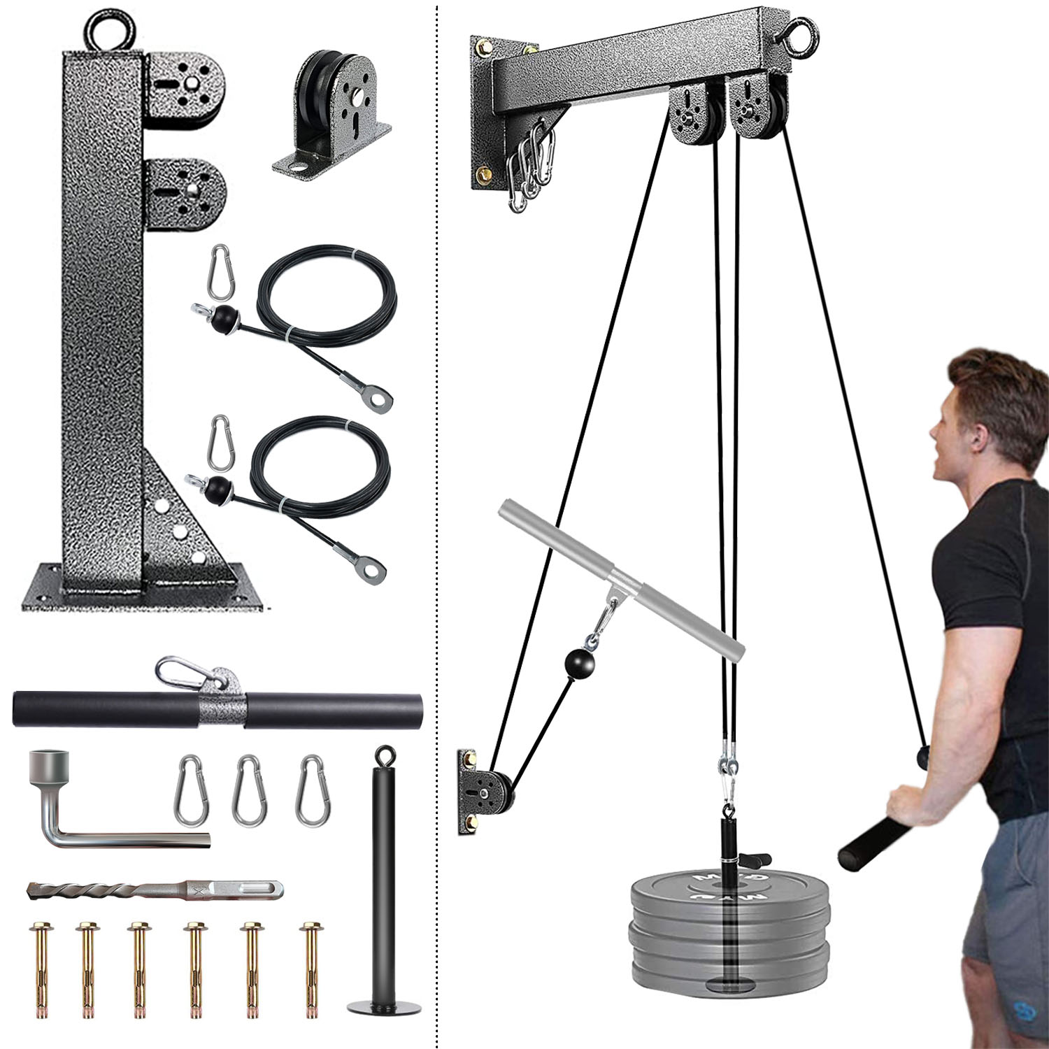 Cable Pulley System - نظام بكرة مثبت على الحائط للياقة