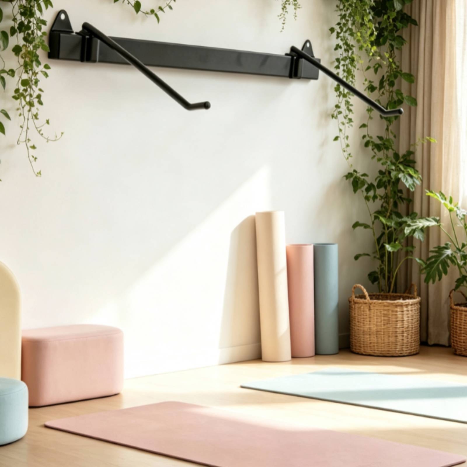 Home Gym Installation - رف تخزين حصيرة التمارين الرياضية، رف