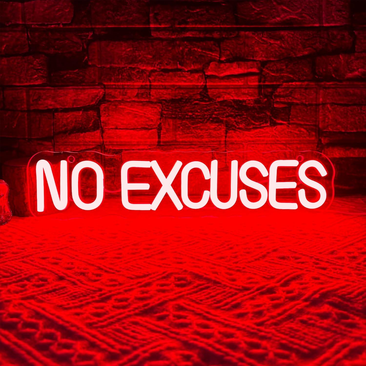 Home Gym Neon Sign - لافتة نيون 'لا حجوب للذرائع' مع