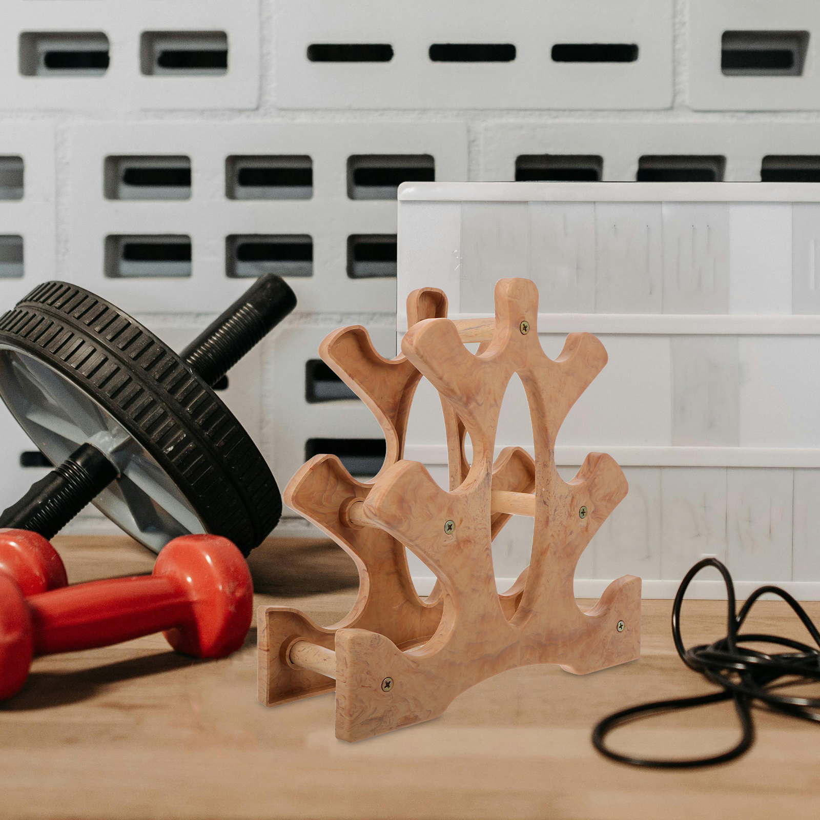 حامل دمبل صغير بتشطيب طبيعي، ح - مراجعة Home Gym For Small Spaces وسعره