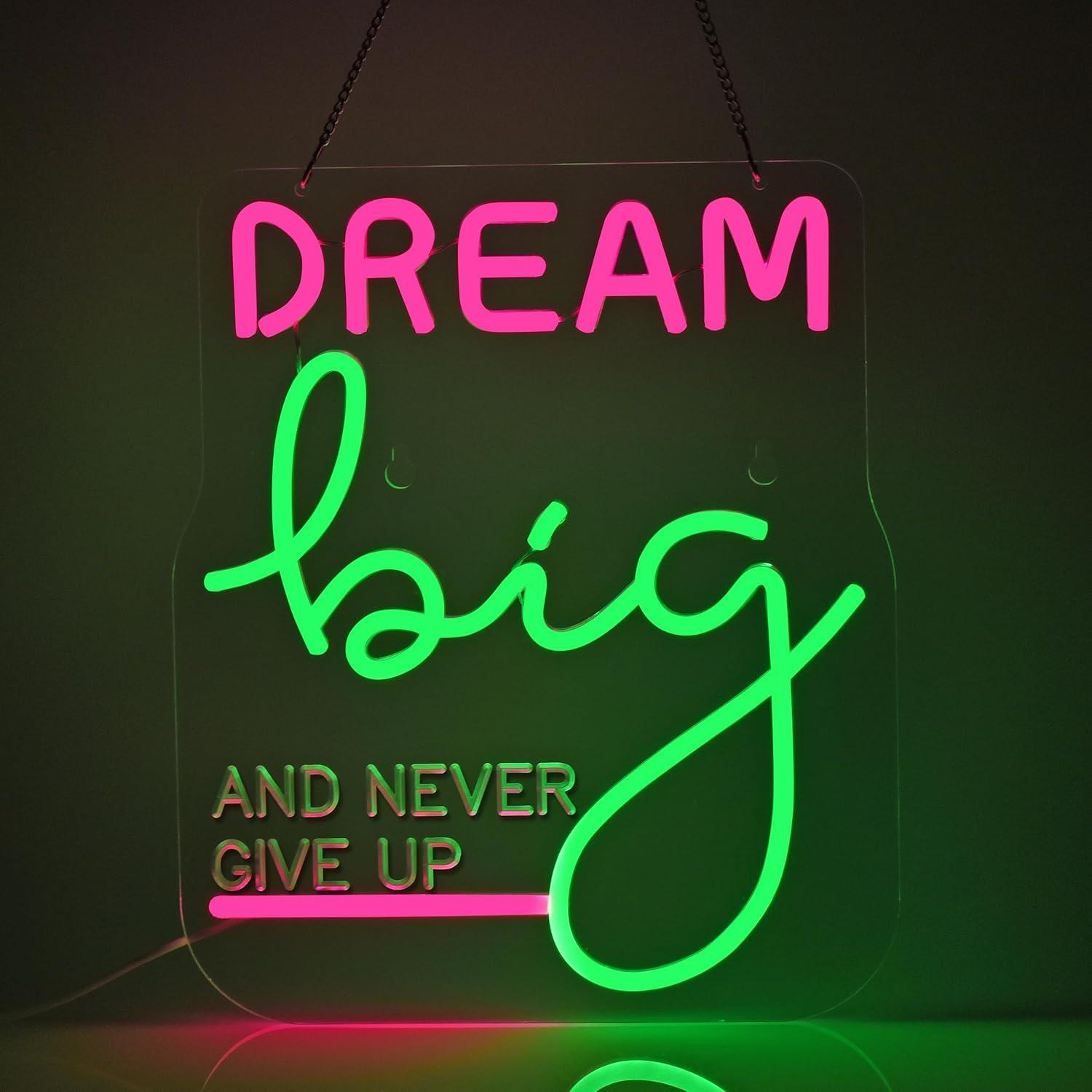 لافتة نيون 'حلم كبير' تحفيزية  - مراجعة Home Gym Neon Sign وسعره