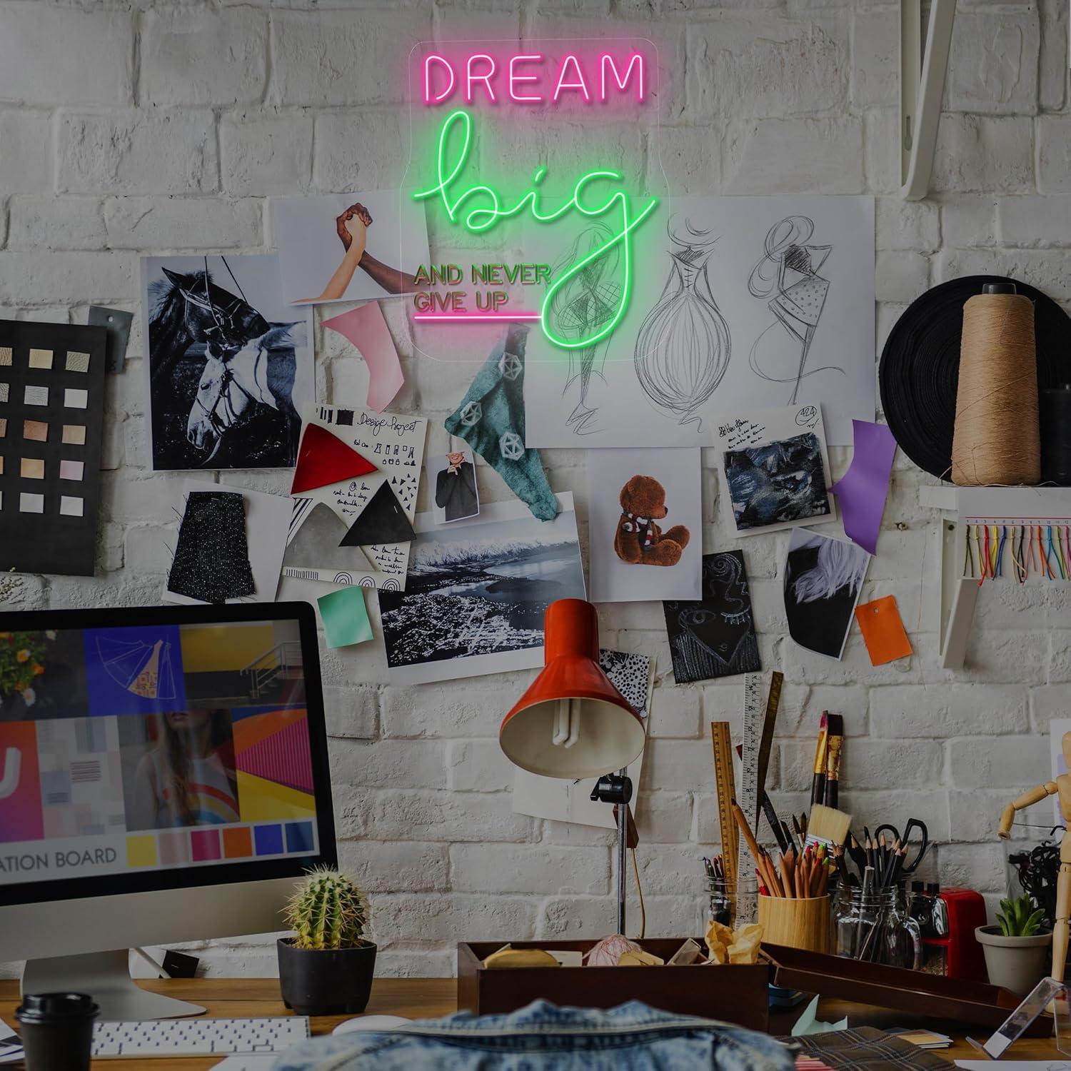 لافتة نيون 'حلم كبير' تحفيزية  - مراجعة Home Gym Neon Sign وسعره