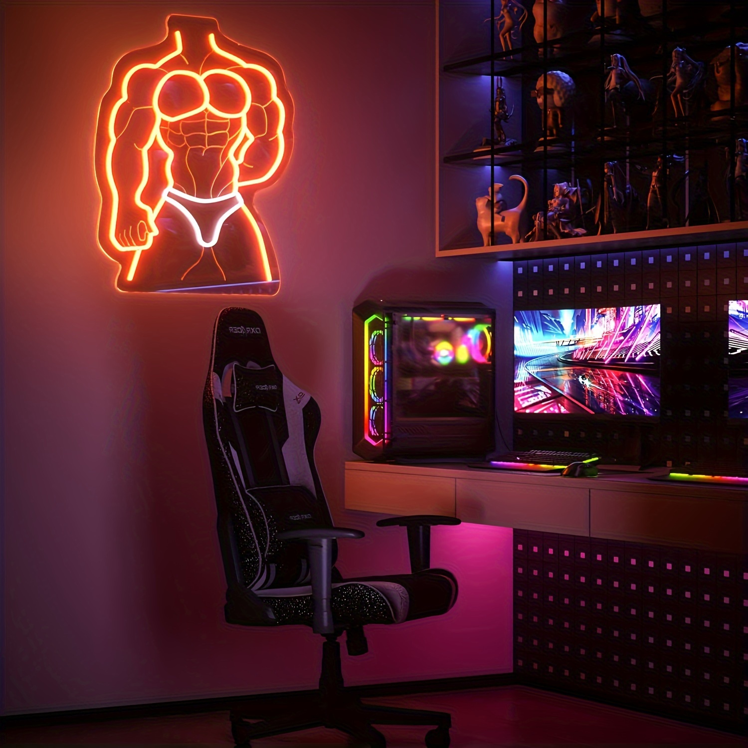 العضلات رجل النيون البرتقالي ا - مراجعة Home Gym Neon Sign وسعره