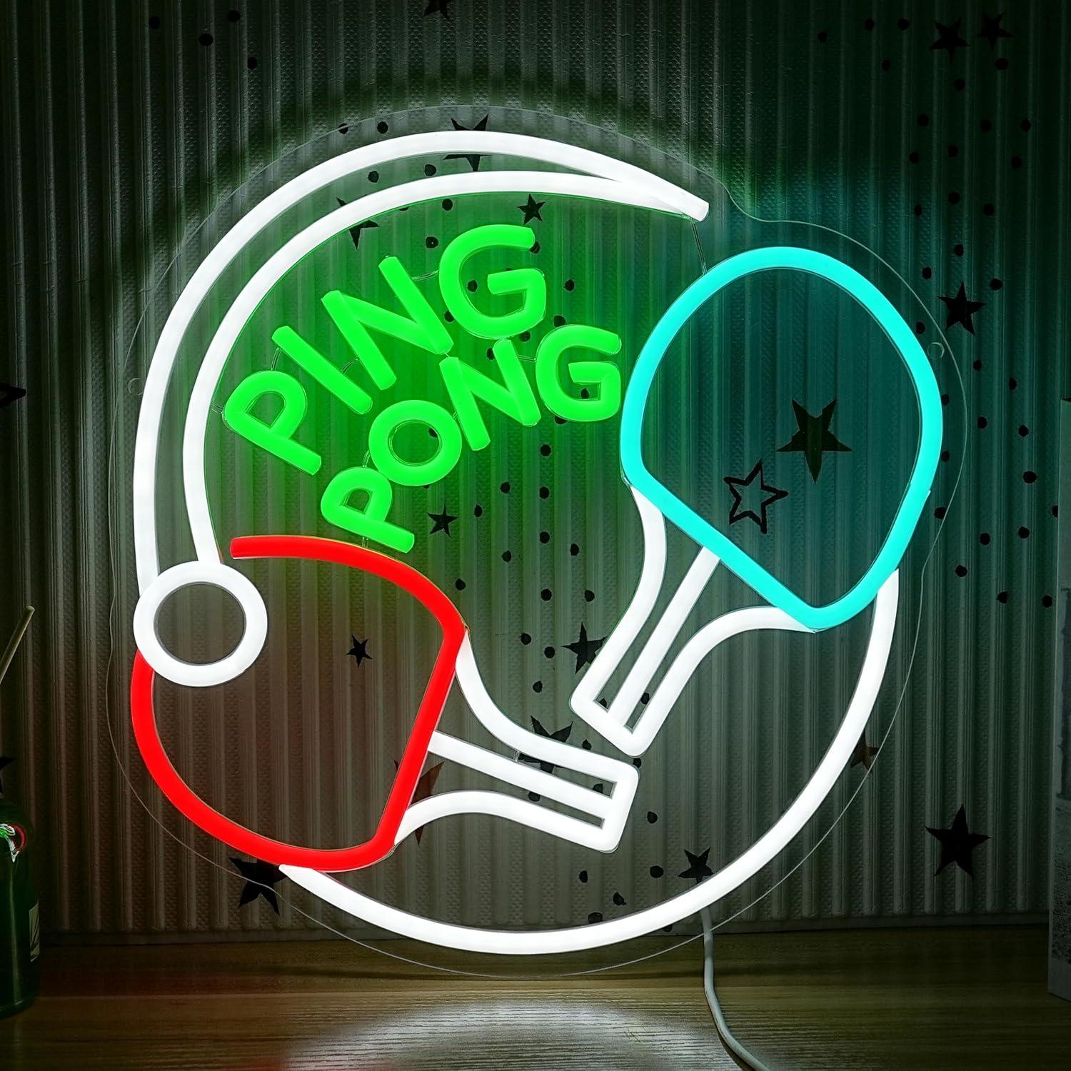 لافتة نيون بتصميم كرة الطاولة، - مراجعة Home Gym Neon Sign وسعره