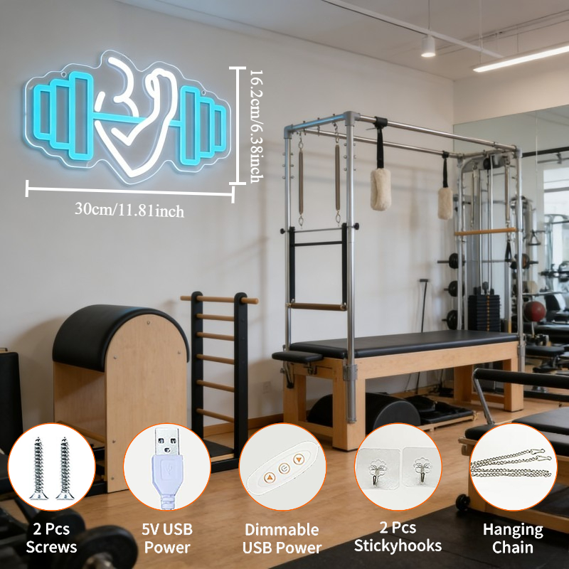 لافتة نيون LED بتصميم دمبل لعض - مراجعة Home Gym Neon Sign وسعره